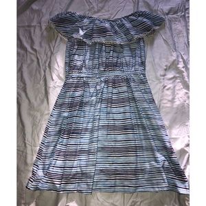 Blue and White Striped off the shoulder dress